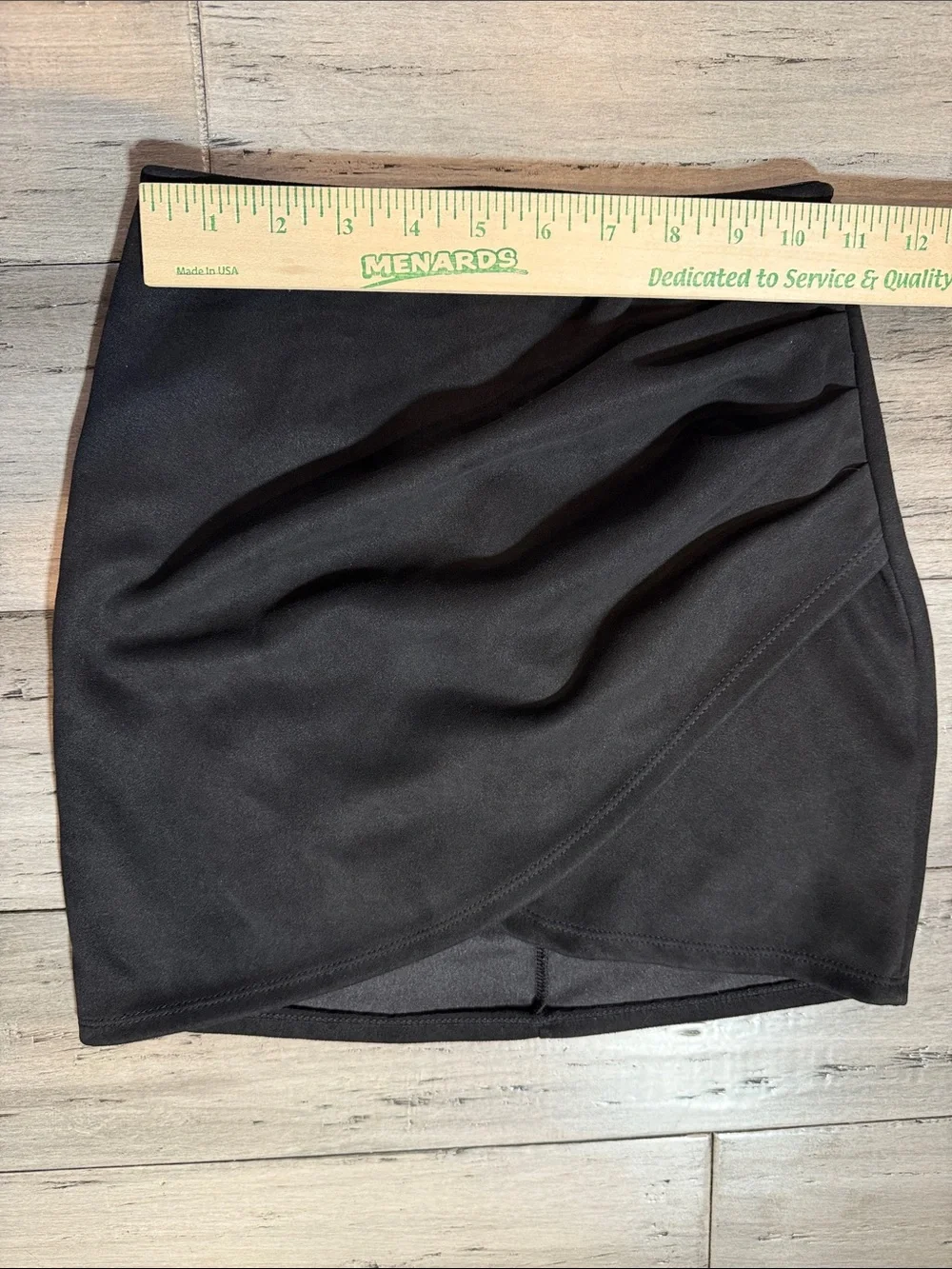 Black Ruched Wrap Mini Skirt